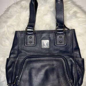 Tignanello Midnight Blue Leather Tote